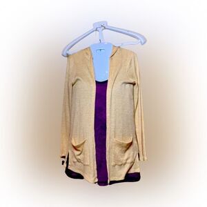 Pink Rose ribbed knit open cardigan sweater